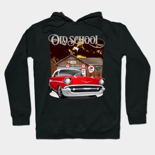 1957 Red and White Old School Chevy Bel Air Hoodie